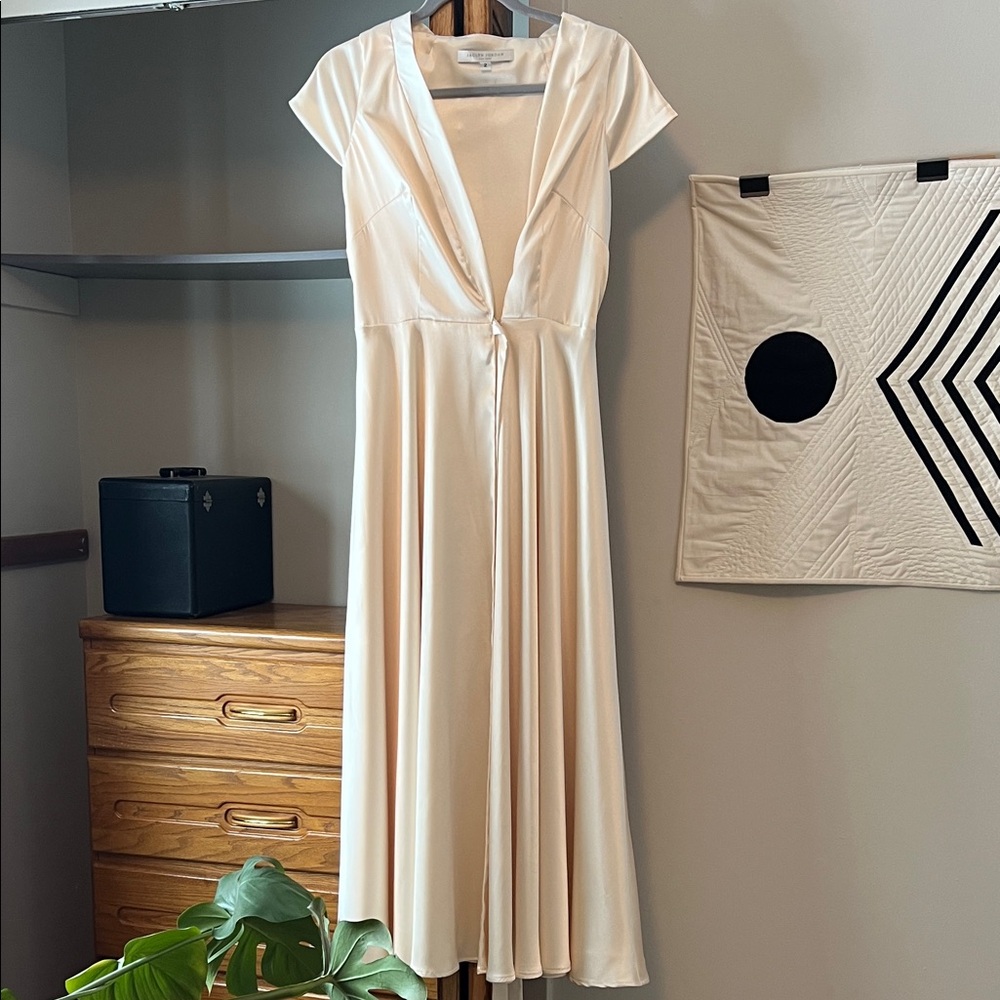 Jaclyn Jordan silk wrap wedding dress